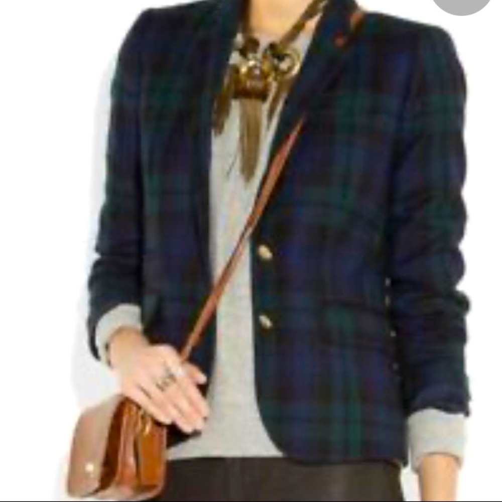 JCrew Factory Blackwatch plaid blazer.